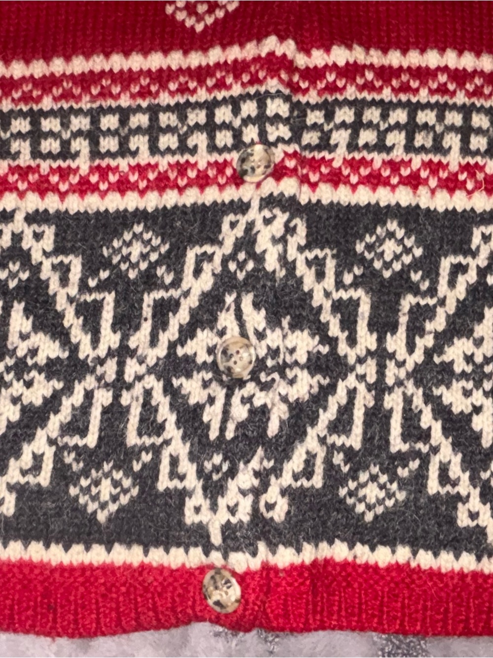 Vintage 1990s Eddie Bauer Wool Alpaca Nordic Fair Isles Knit Cardigan Sweater~ - Picture 4 of 5